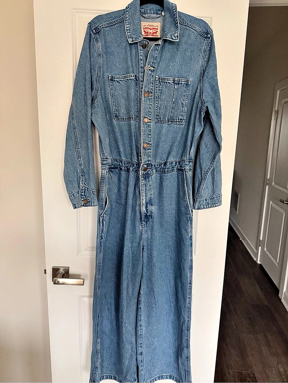 Levi’s Iconic Long Sleeve Denim Jumpsuit Light Wash Size XL